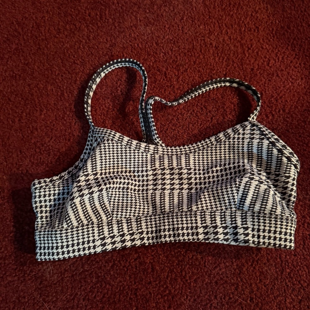 Alo Yoga Jacquard glenplaid gratitude bra black and white small - Picture 2 of 3